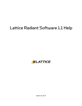 Lattice Radiant Software 1.1 Help