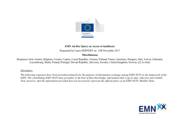 EMN Ad-Hoc Query on Access to Healthcare Requested by Laura SEIFFERT on 15Th November 2017 Miscellaneous Responses from Austria
