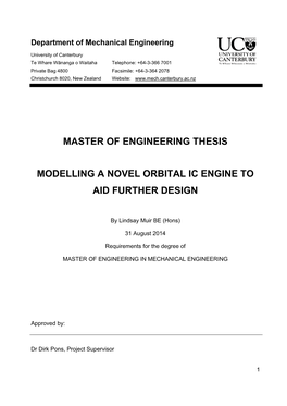 Master of Engineering Thesis Modelling a Novel Orbital Ic