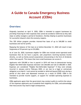 A Guide to Canada Emergency Business Account (CEBA)
