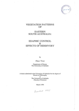 Vegetation Patterns of Eastern South Australia : Edaphic Control and Effects of Herbivory