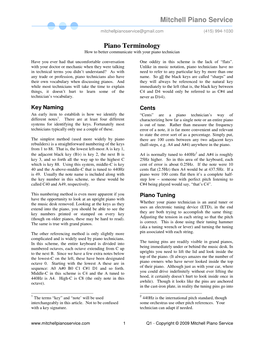 Mitchell Piano Service Piano Terminology