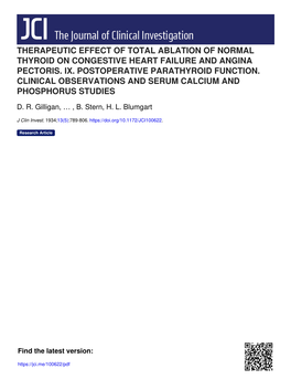 Therapeutic Effect of Total Ablation of Normal Thyroid on Congestive Heart Failure and Angina Pectoris