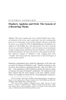 Flaubert, Apuleius and Ovid: the Genesis of a Recurring Theme