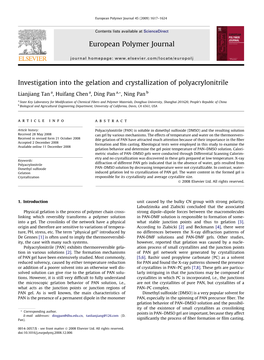 Investigation Into the Gelation and Crystallization of Polyacrylonitrile