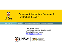 Ageing and Dementia in People with Intellectual Disability