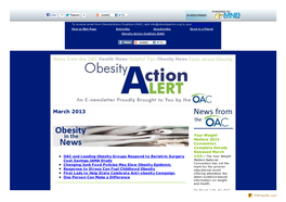 Obesity Action Alert , the OAC's FREE Monthly E-Newsletter