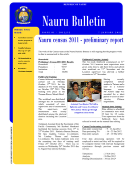Nauru Census 2011 - Preliminary Report Begin in July