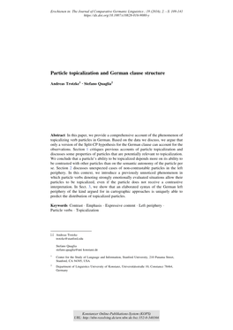 Particle Topicalization and German Clause Structure