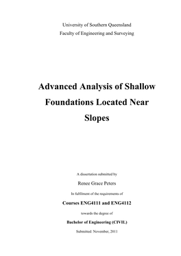 Advanced Analysis of Shallow Foundations Located Near Slopes