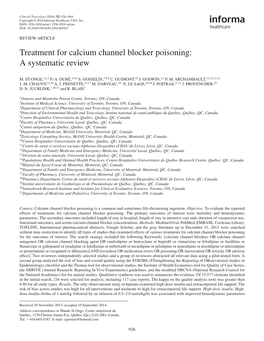 Treatment for Calcium Channel Blocker Poisoning: a Systematic Review