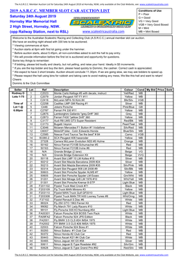 2019 A.S.R.C.C. Member Slot Car Auction List