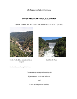 Upper American River Hydroelectric Project (P-2101)