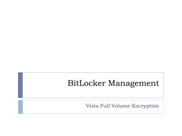 Bitlocker Management