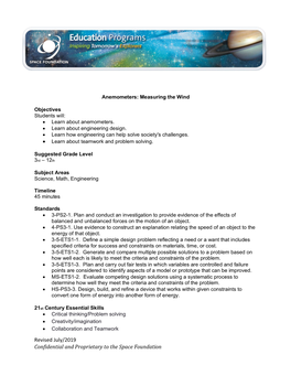 Anemometer Lesson