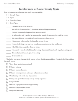 Downloadable Worksheets for Don't Feed the Monkey Mind