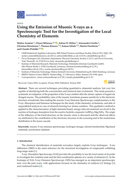 Using the Emission of Muonic X-Rays As a Spectroscopic Tool for the Investigation of the Local Chemistry of Elements