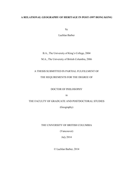 A Relational Geography of Heritage in Post-1997 Hong Kong