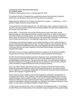 SUGARLOAF KEY's HISTORIC RESOURCES by GEORGE BORN Published in the Key West Citizen on Sunday, March 25, 2007