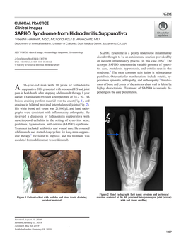 SAPHO Syndrome from Hidradenitis Suppurativa Veesta Falahati, Msc, MD and Paul B