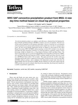 NWC SAF Convective Precipitation Product from MSG: a New Day-Time Method Based on Cloud Top Physical Properties