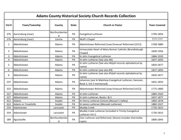 Adams County Historical Society Church Records Collection