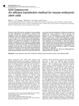 An Efficient Transfection Method for Mouse Embryonic Stem Cells