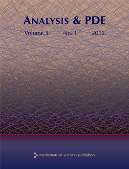 Analysis & PDE Vol. 5 (2012)