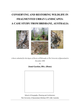 Conserving and Restoring Wildlife in Fragmented Urban Landscapes: a Case Study from Brisbane, Australia
