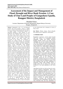 Assessment of the Impact and Management of Flood