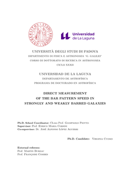 Universit`A Degli Studi Di Padova Universidad De La