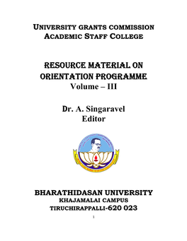 RESOURCE MATERIAL on ORIENTATION PROGRAMME Volume – III