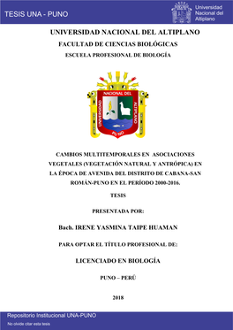 Facultad De Ciencias Biológicas Escuela Profesional De Biología