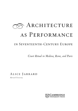 Architecture As Performance