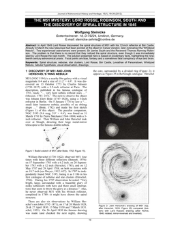 Lord Rosse, Robinson, South and the Discovery of Spiral Structure in 1845