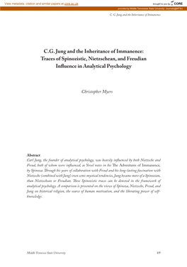 CG Jung and the Inheritance of Immanence