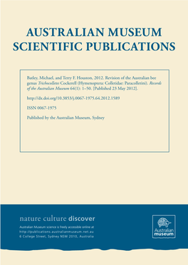 Revision of the Australian Bee Genus Trichocolletes Cockerell (Hymenoptera: Colletidae: Paracolletini)