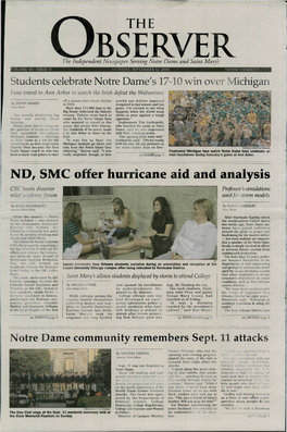 ND, SMC Offer Hurricane Aid and Analysis CSC Hosts Disaster Professor's Simulations Rel Ief Academic Foru M " Used for Storm Models