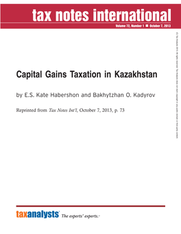Capital Gains Taxation in Kazakhstan by E.S