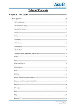 Table of Contents