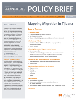 Mapping Migration in Tijuana Table of Contents