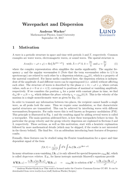 Wavepacket and Dispersion