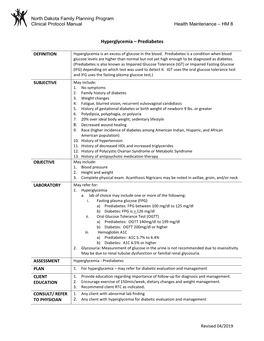 Hyperglycemia – Prediabetes