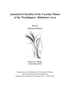 Annotated Checklist of the Vascular Plants of the Washington - Baltimore Area