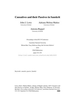 Causatives and Their Passives in Sanskrit