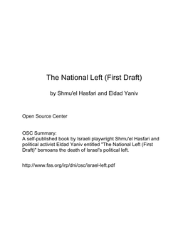 The National Left (First Draft) by Shmuel Hasfari and Eldad Yaniv