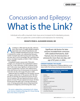 Concussion and Epilepsy: What Is the Link?