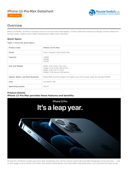 Iphone-12-Pro-Max Datasheet Overview