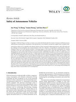 Safety of Autonomous Vehicles