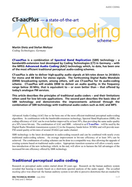 CT-Aacplus — a State-Of-The-Art Audio Coding Scheme